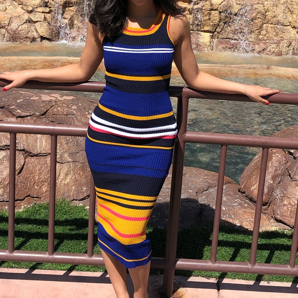 Fashion Nova Striped Ribbed Sweater Dress